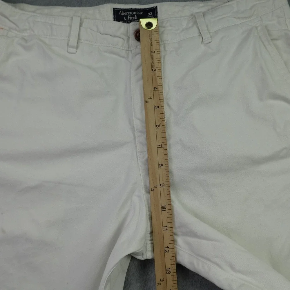 Abercrombie & Fitch Shorts Mens 33 White Classic Chino Cotton Flat Front